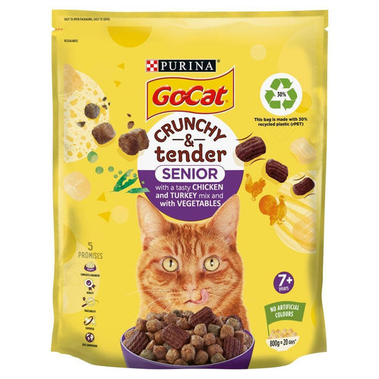 Go-Cat Crunchy & Tender Senior Chicken Turkey & Veg  800g