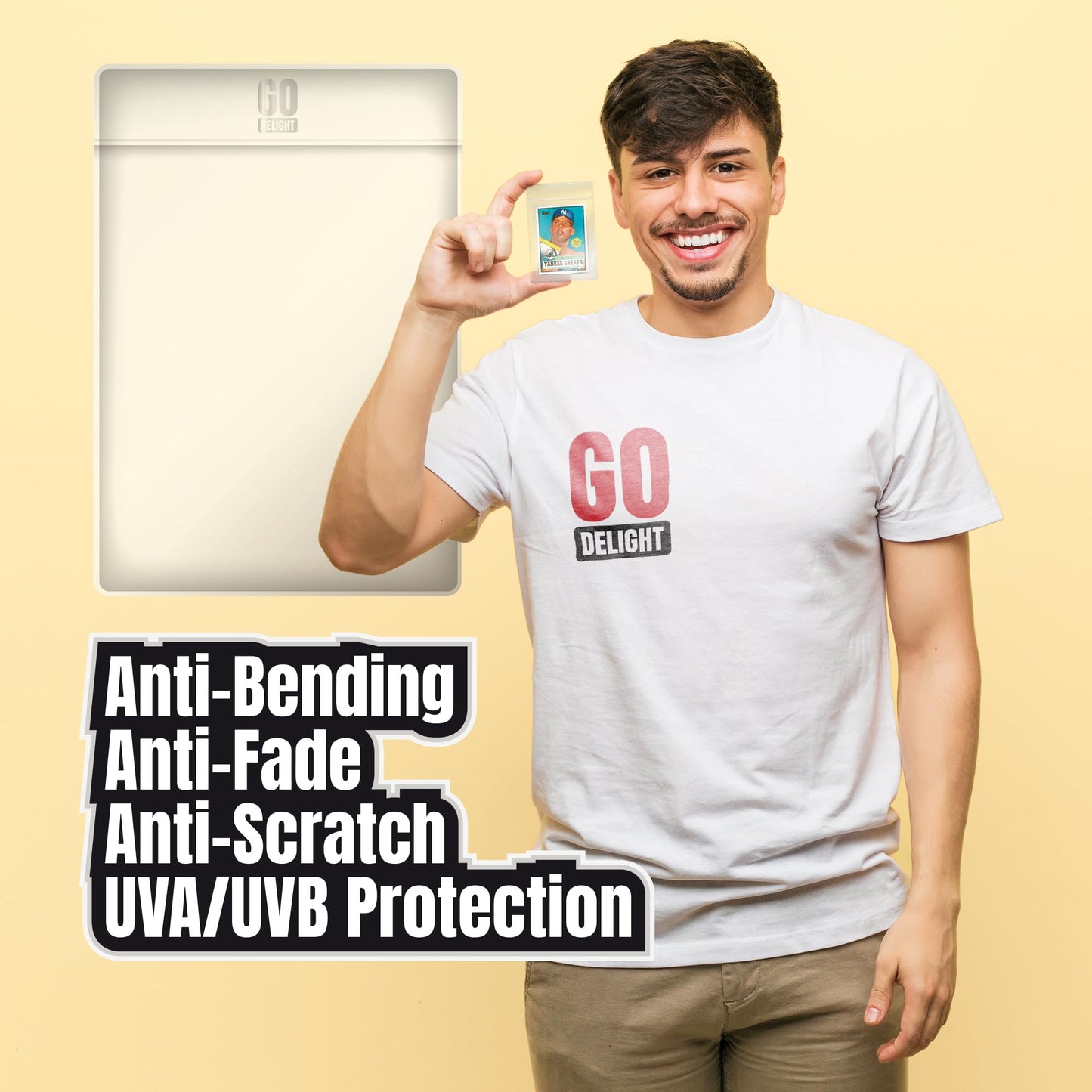GO DELIGHT Semi-Rigid Card Holders Bundle for PSA, BGS, SGC, CSG Grading – 200 Count | 3-5/16 x 4-7/8 with 1/2 Lip