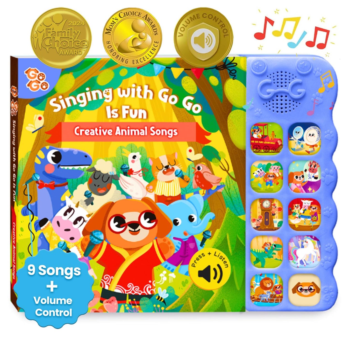 GO GO 9 Creative Animal Nursery Rhymes – Interactive Sound Book for Toddlers 1-3