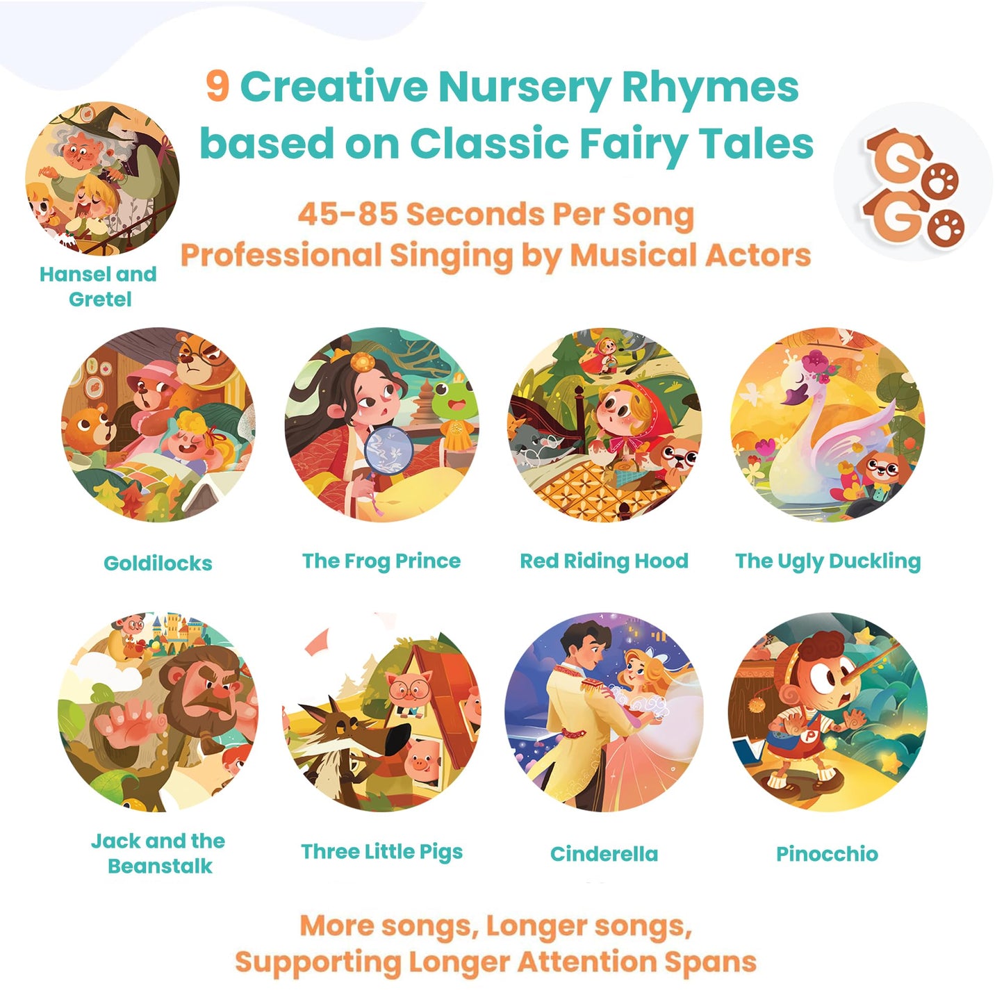 GO GO 9 Fairy Tale Songs – Interactive Musical Storybook for Toddlers 1-3