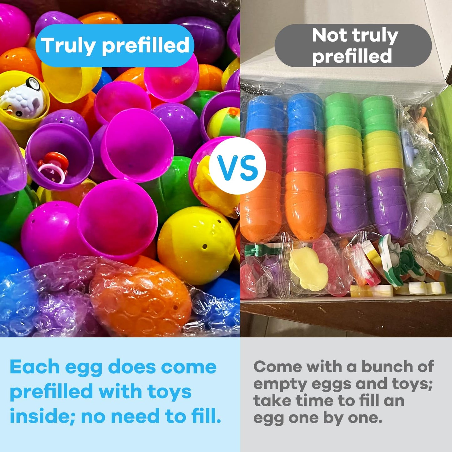 GOAUS Prefilled Easter Eggs with Toys – 240 Pcs, 120 Fully Filled Eggs for Egg Hunts