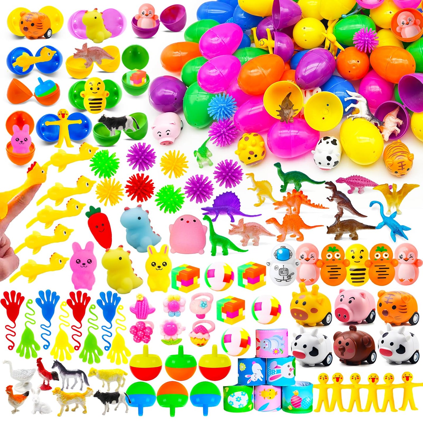 GOAUS Prefilled Easter Eggs with Toys – 240 Pcs, 120 Fully Filled Eggs for Egg Hunts