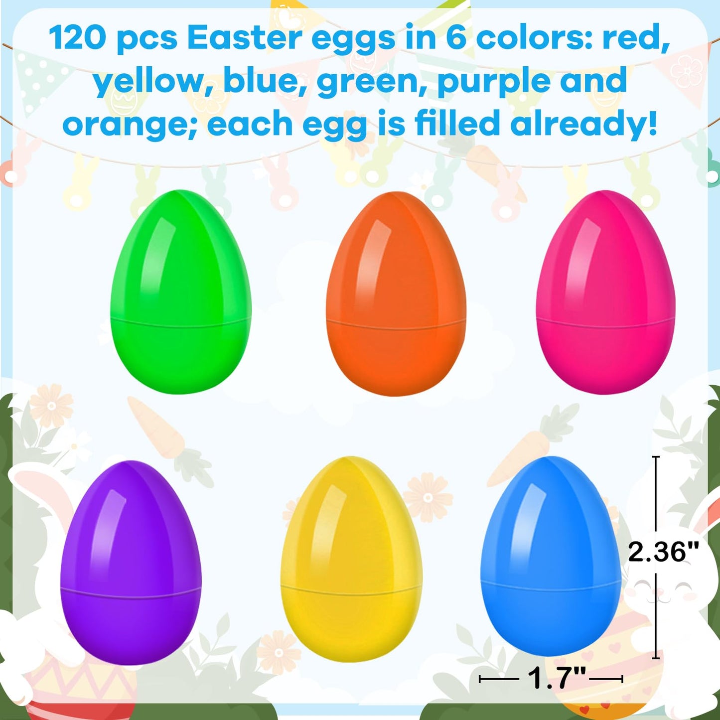 GOAUS Prefilled Easter Eggs with Toys – 240 Pcs, 120 Fully Filled Eggs for Egg Hunts