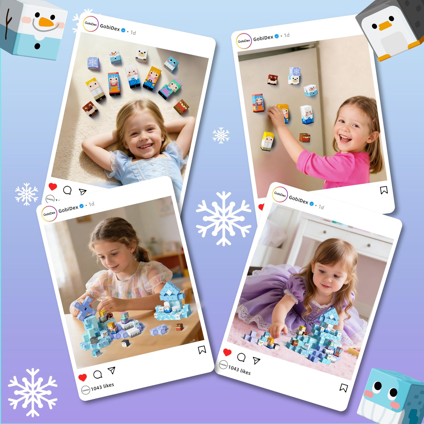 GobiDex 100PCS Magnetic Blocks – Ice Princess Castle STEM Toy for Girls 3+