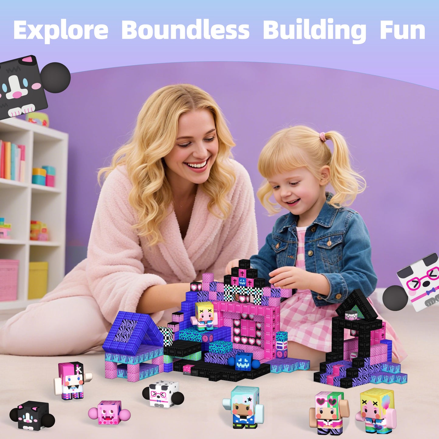 GobiDex 108PCS Magnetic Building Blocks & Figures – STEM Princess Sensory Toys for Kids 3+ (0.8 in)