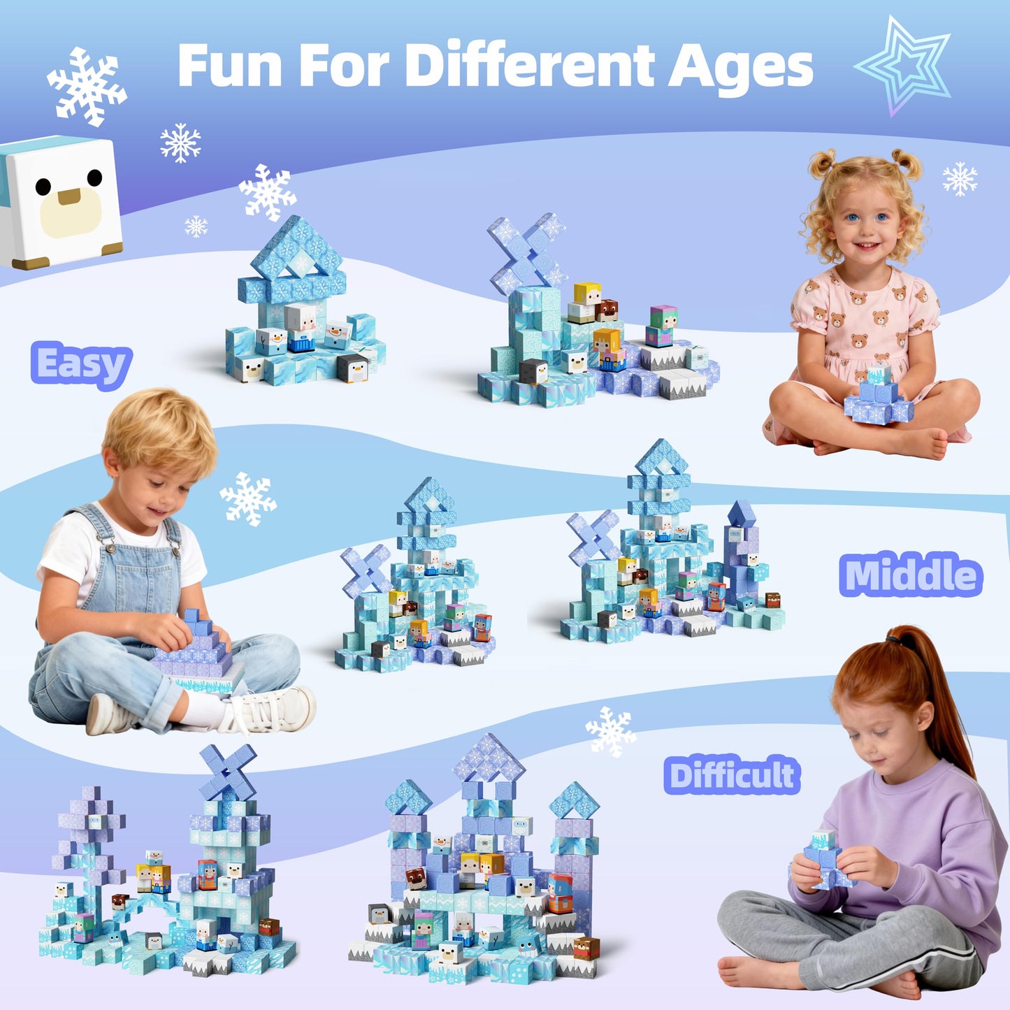 GobiDex 100PCS Magnetic Blocks – Ice Princess Castle STEM Toy for Girls 3+