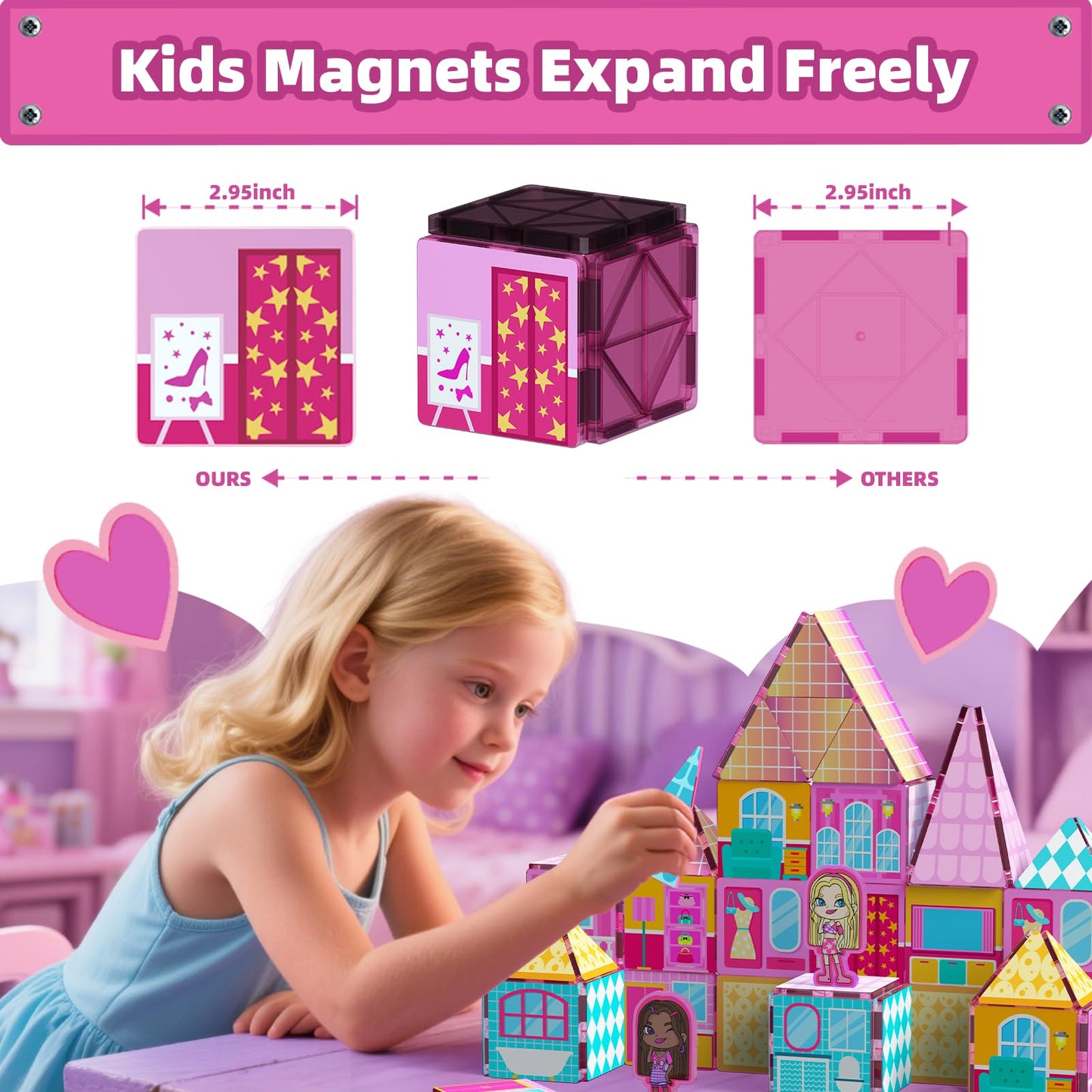 GobiDex Princess Magnetic Doll House – Pink STEM Toy for Girls 3+