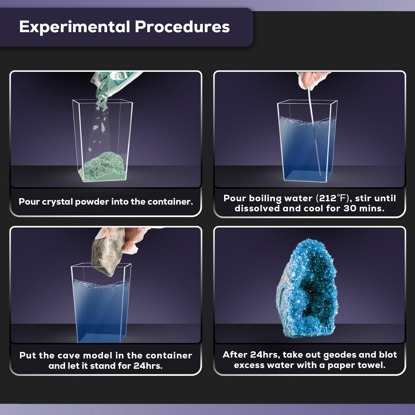 GobiDex Geodes Growing Science Kit for Kids 6-12 – 24H Crystal Growth | STEM Toys