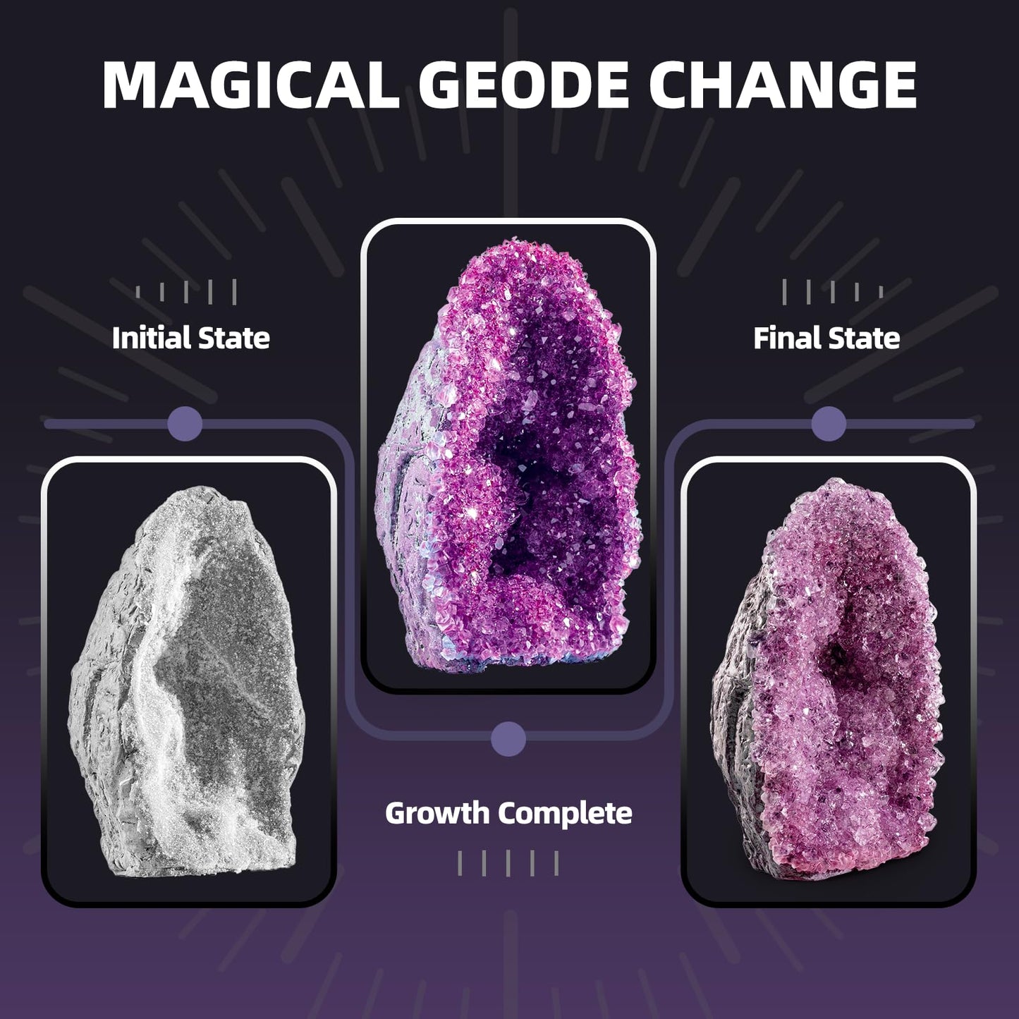 GobiDex Geodes Growing Science Kit for Kids 6-12 – 24H Crystal Growth | STEM Toys