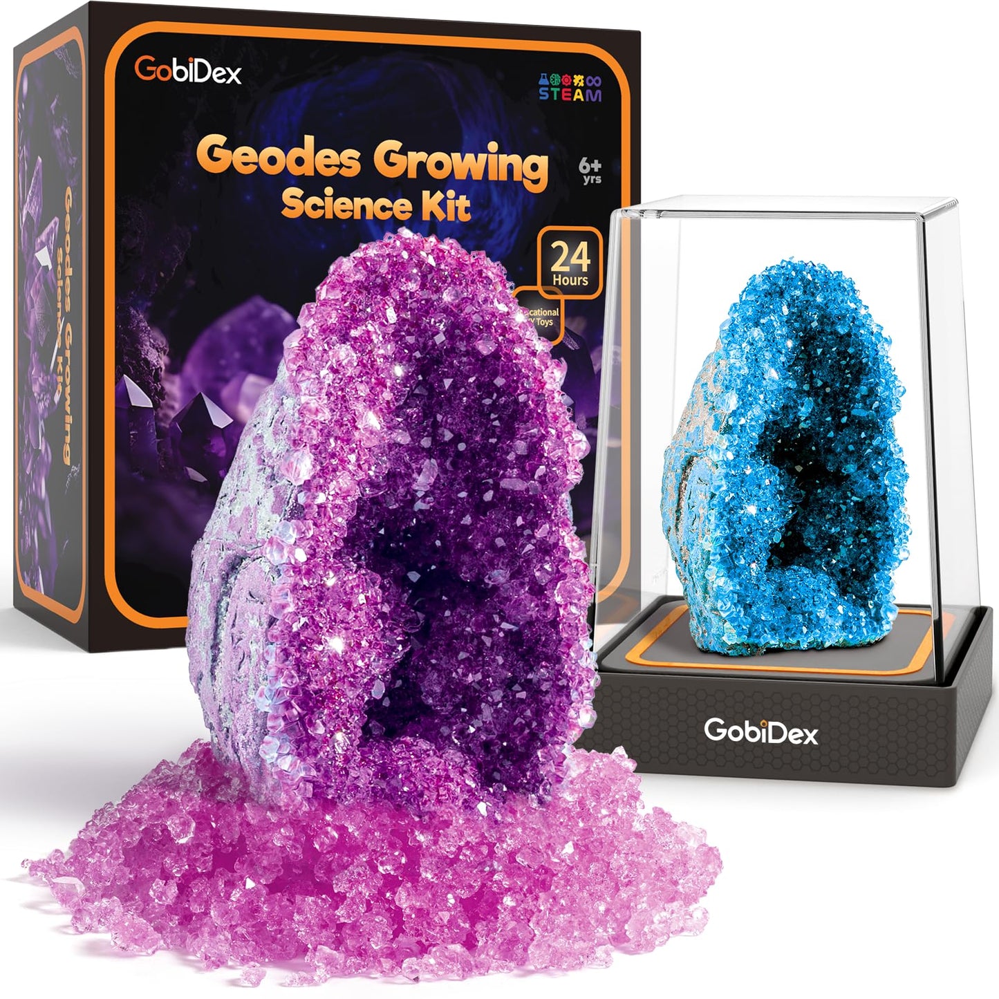 GobiDex Geodes Growing Science Kit for Kids 6-12 – 24H Crystal Growth | STEM Toys