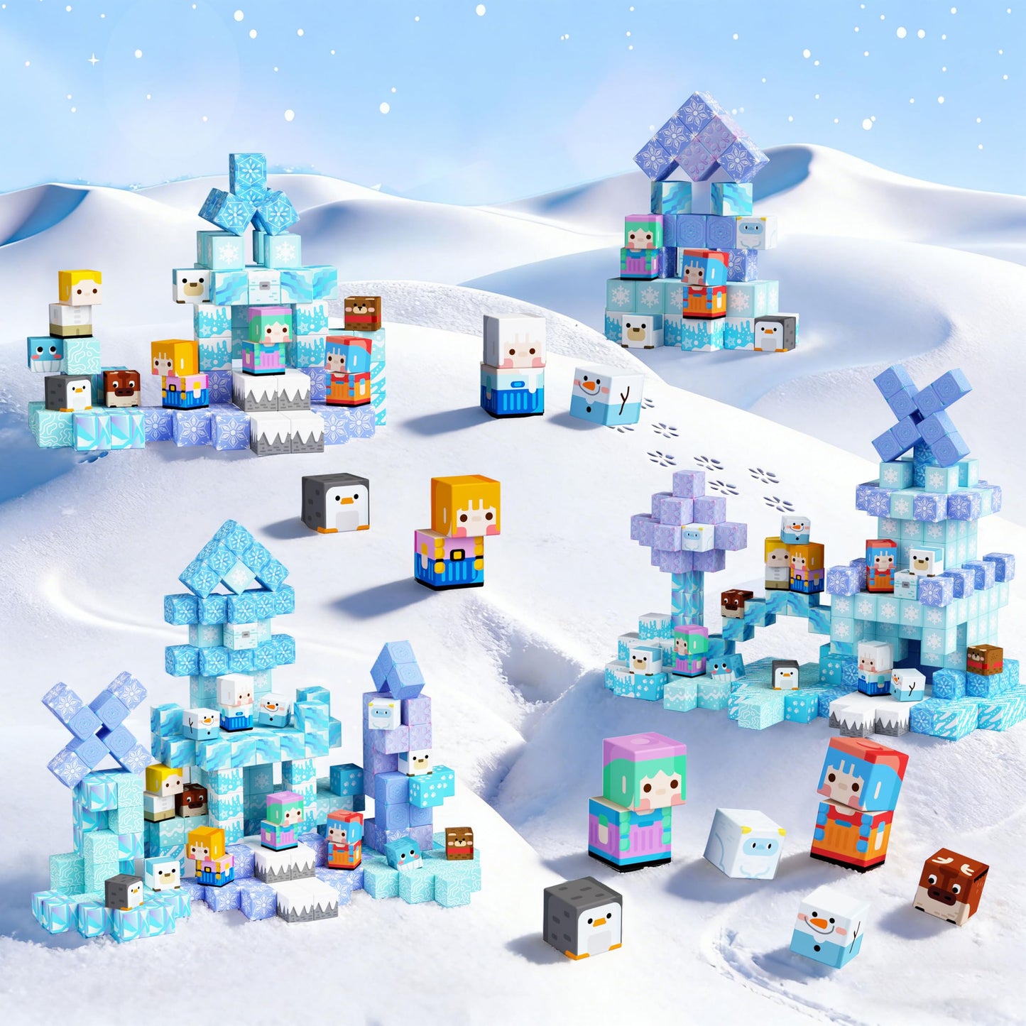 GobiDex 100PCS Magnetic Blocks – Ice Princess Castle STEM Toy for Girls 3+