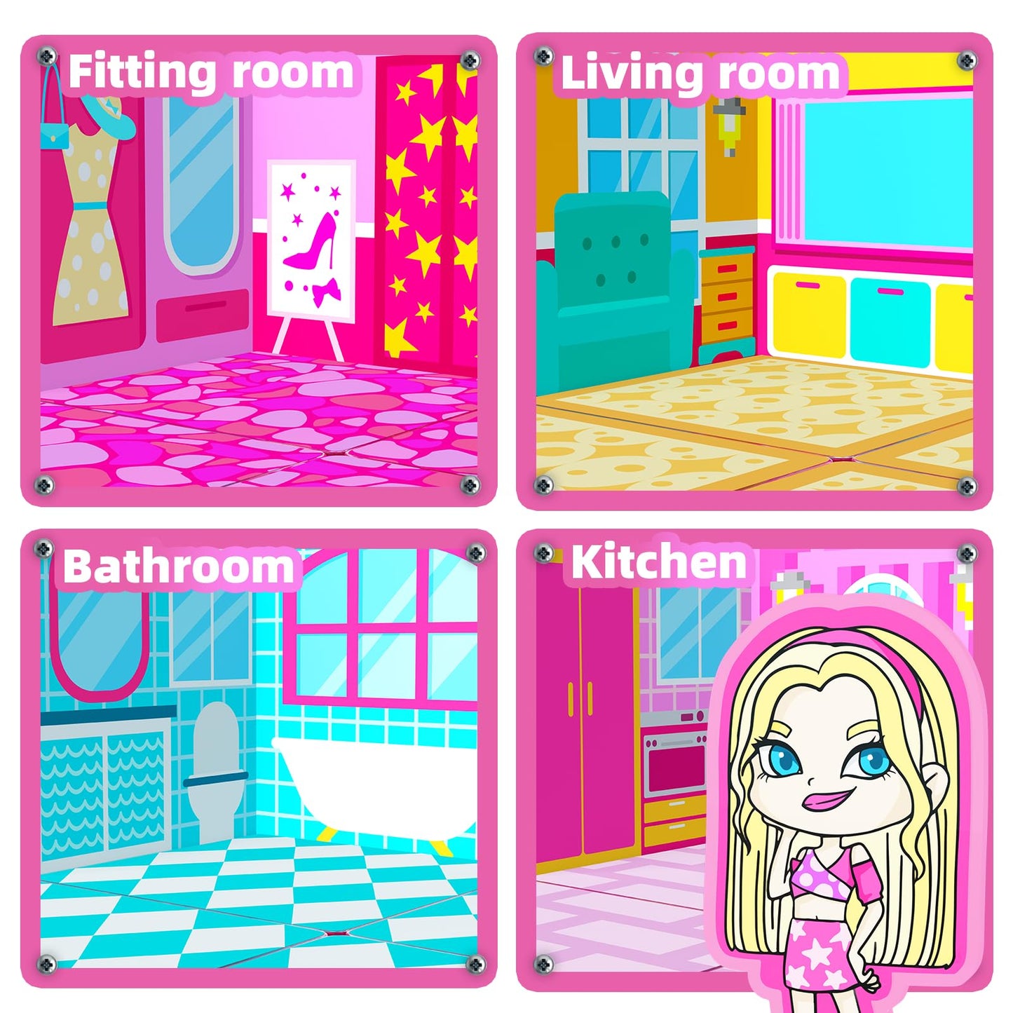 GobiDex Princess Magnetic Doll House – Pink STEM Toy for Girls 3+