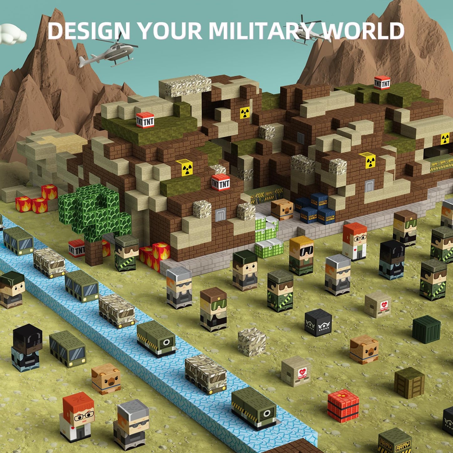 GobiDex 100PCS Magnetic Blocks Army Toys – Build MagWonder for Army Men | STEM Building Toys for Kids 3+