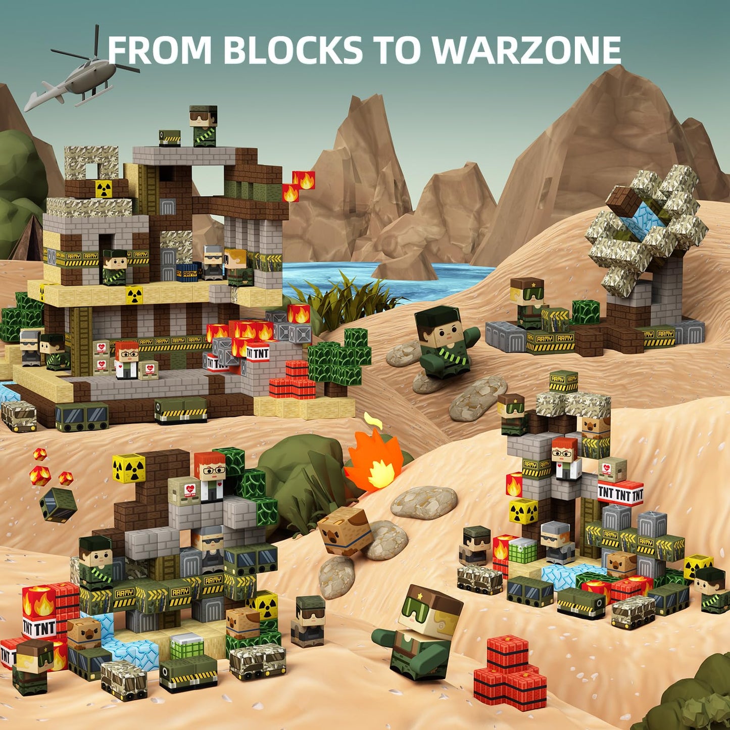 GobiDex 100PCS Magnetic Blocks Army Toys – Build MagWonder for Army Men | STEM Building Toys for Kids 3+