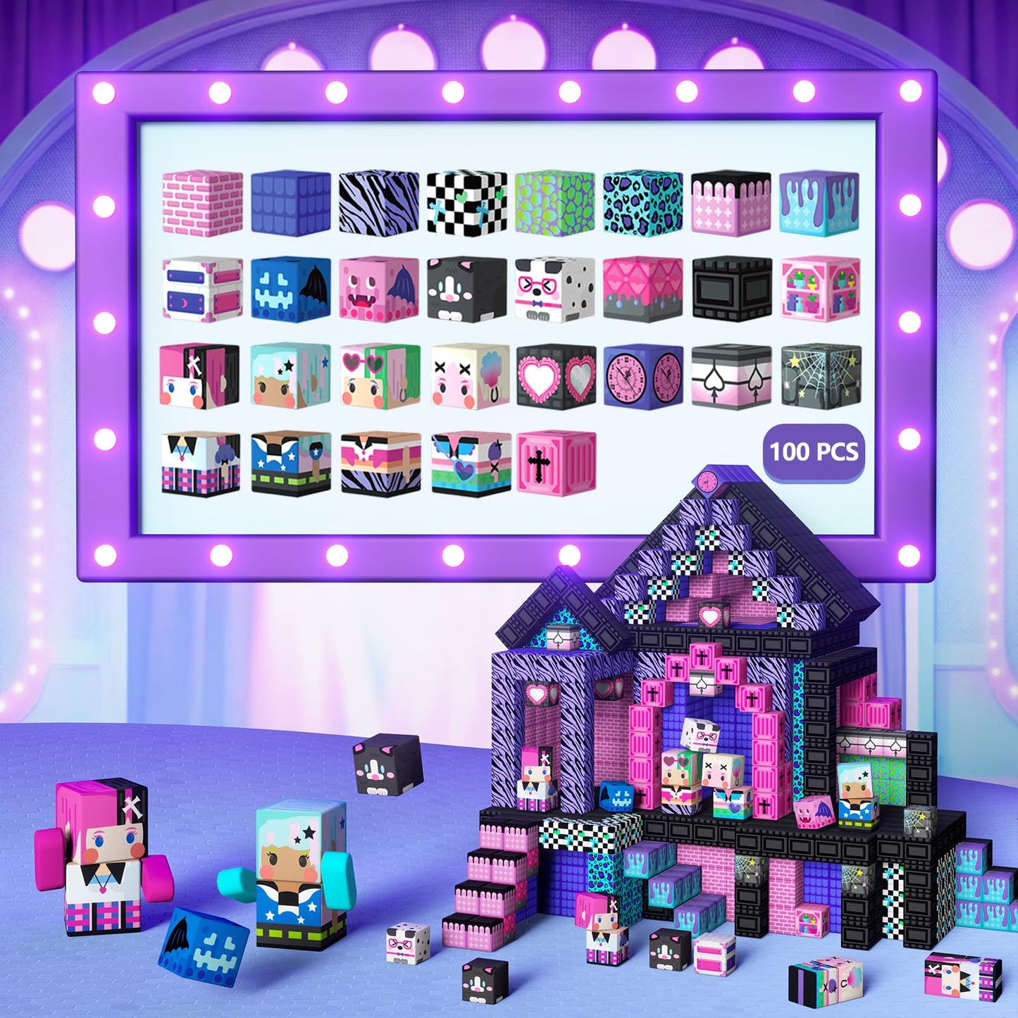 GobiDex 100PCS Magnetic Blocks for Girls – Build MagWonder with Magnet Building Toys Set (1 inch)