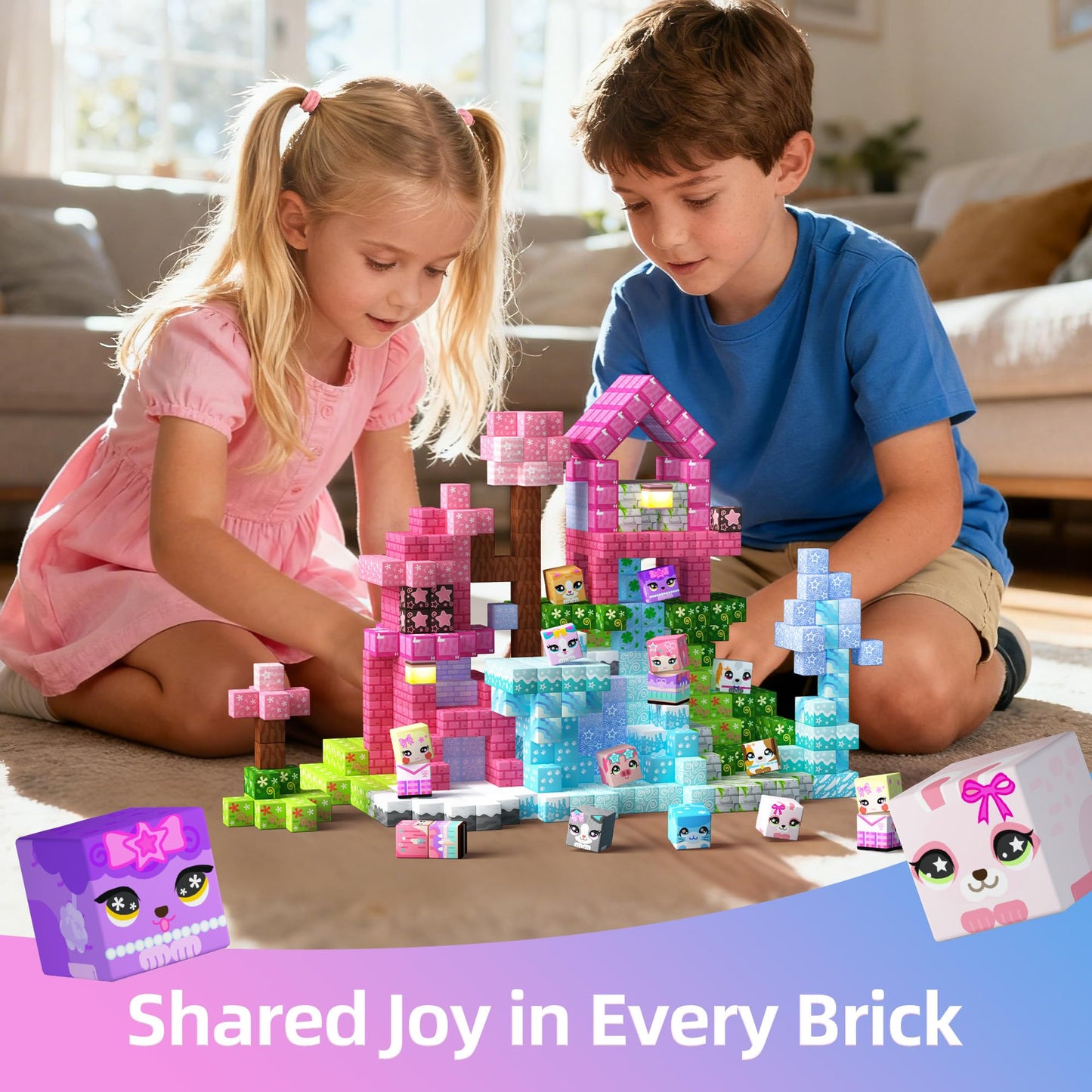 GobiDex Magnetic Blocks 100PCS Pink Princess Castle – STEM Building Toy for Girls 3+