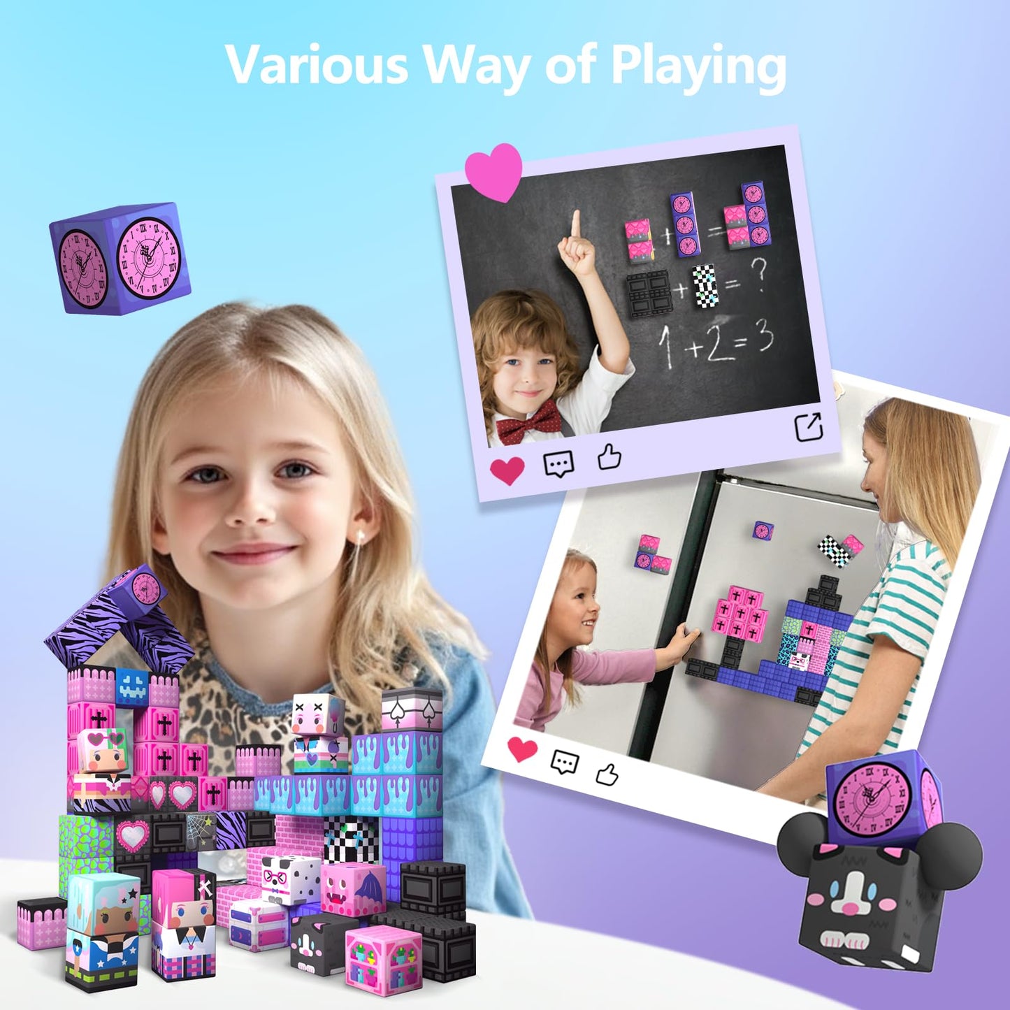 GobiDex 100PCS Magnetic Blocks for Girls – Build MagWonder with Magnet Building Toys Set (1 inch)