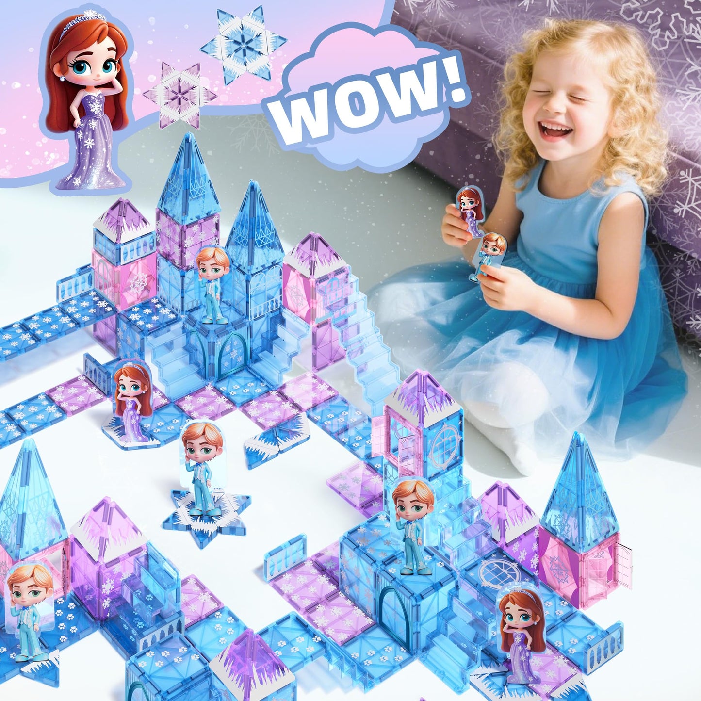 GobiDex Princess Castle Magnetic Building Blocks – 44-Piece STEM Tile Set for Kids 3-8