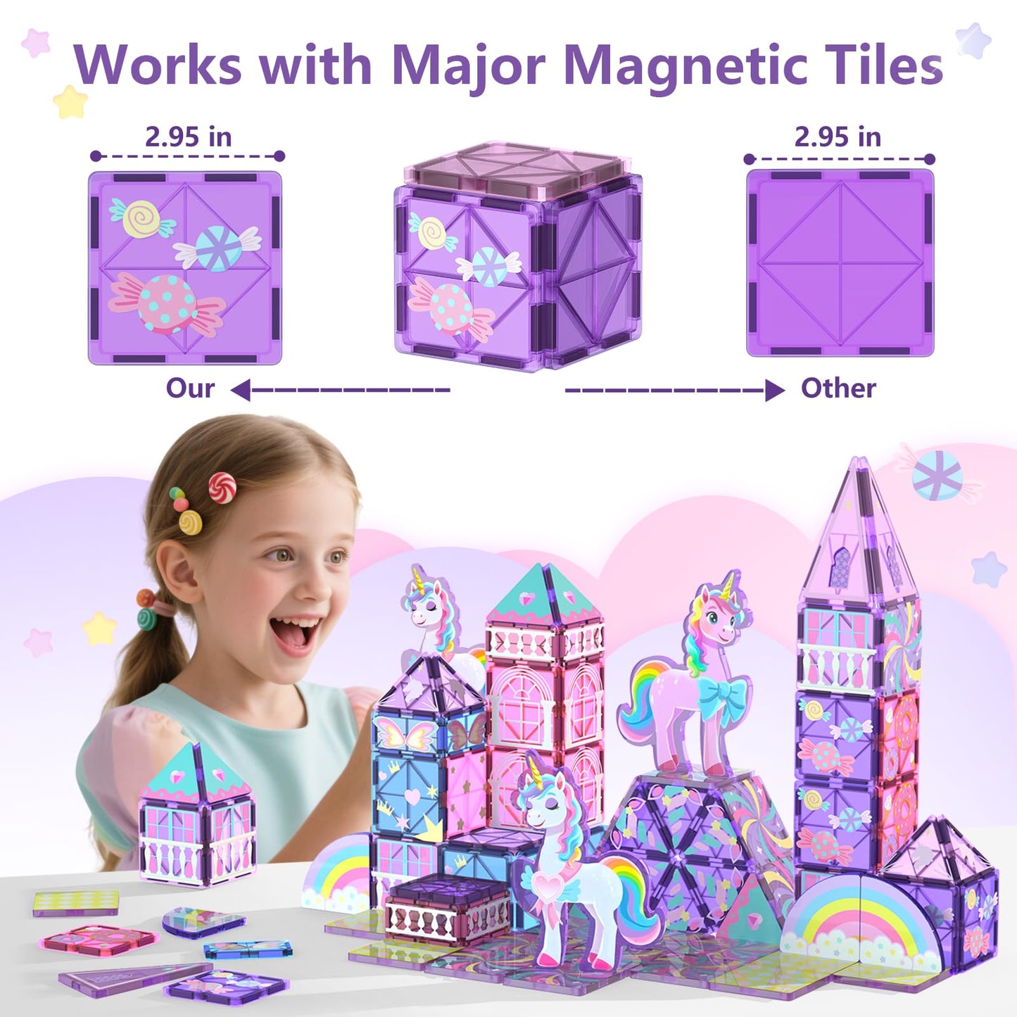 GobiDex Magnetic Unicorn Building Blocks – STEM Princess Tiles for Kids Ages 3-8