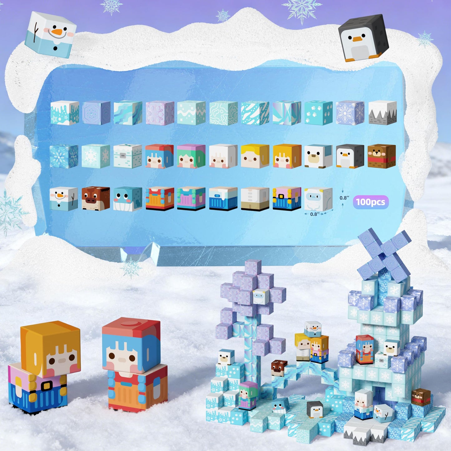 GobiDex 100PCS Magnetic Blocks – Ice Princess Castle STEM Toy for Girls 3+