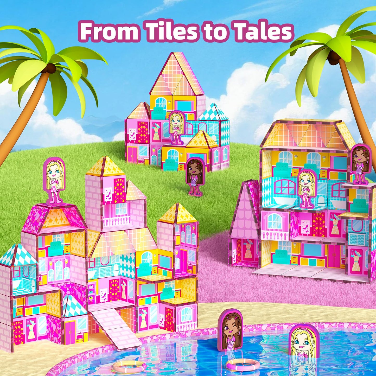 GobiDex Princess Magnetic Doll House – Pink STEM Toy for Girls 3+