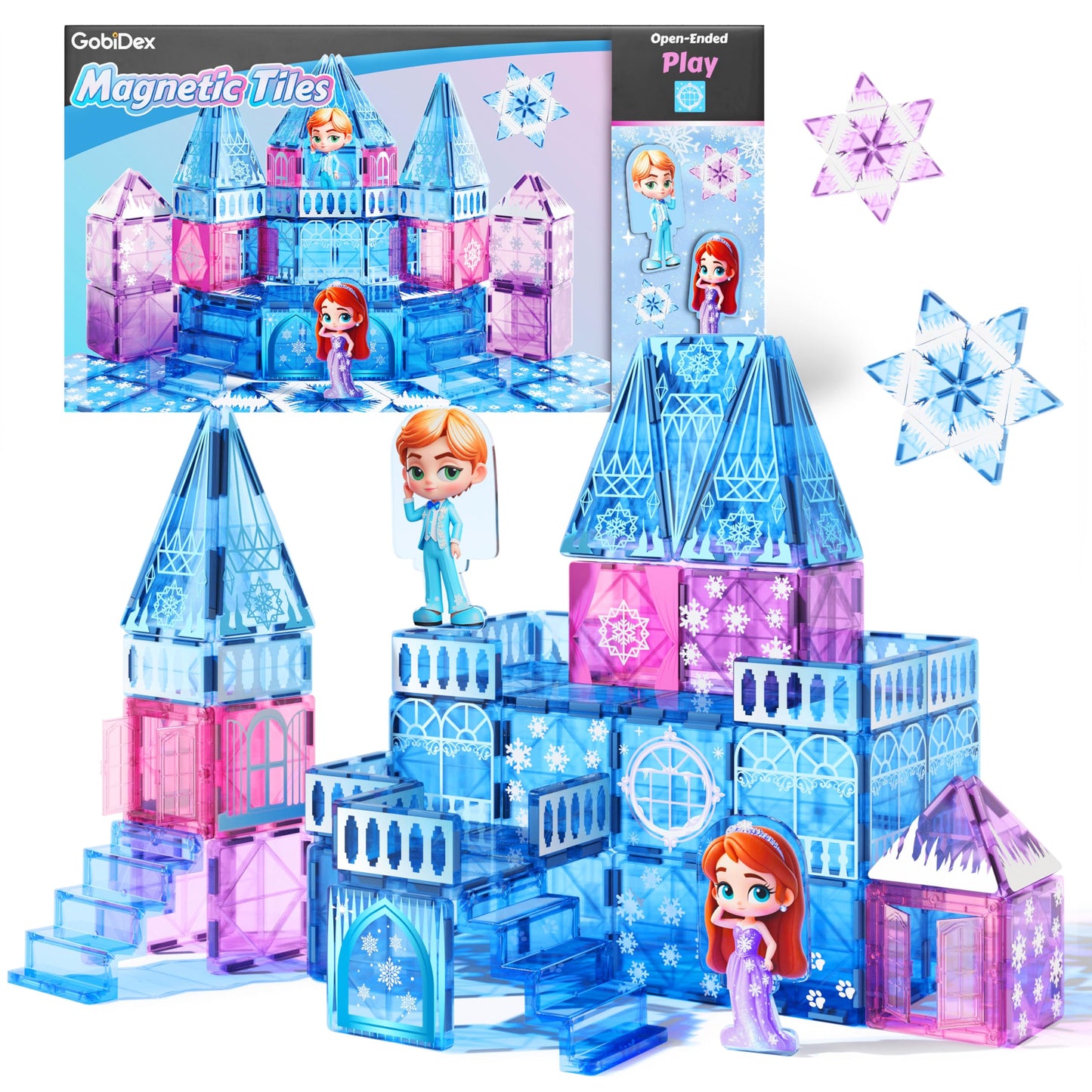 GobiDex Princess Castle Magnetic Building Blocks – 44-Piece STEM Tile Set for Kids 3-8