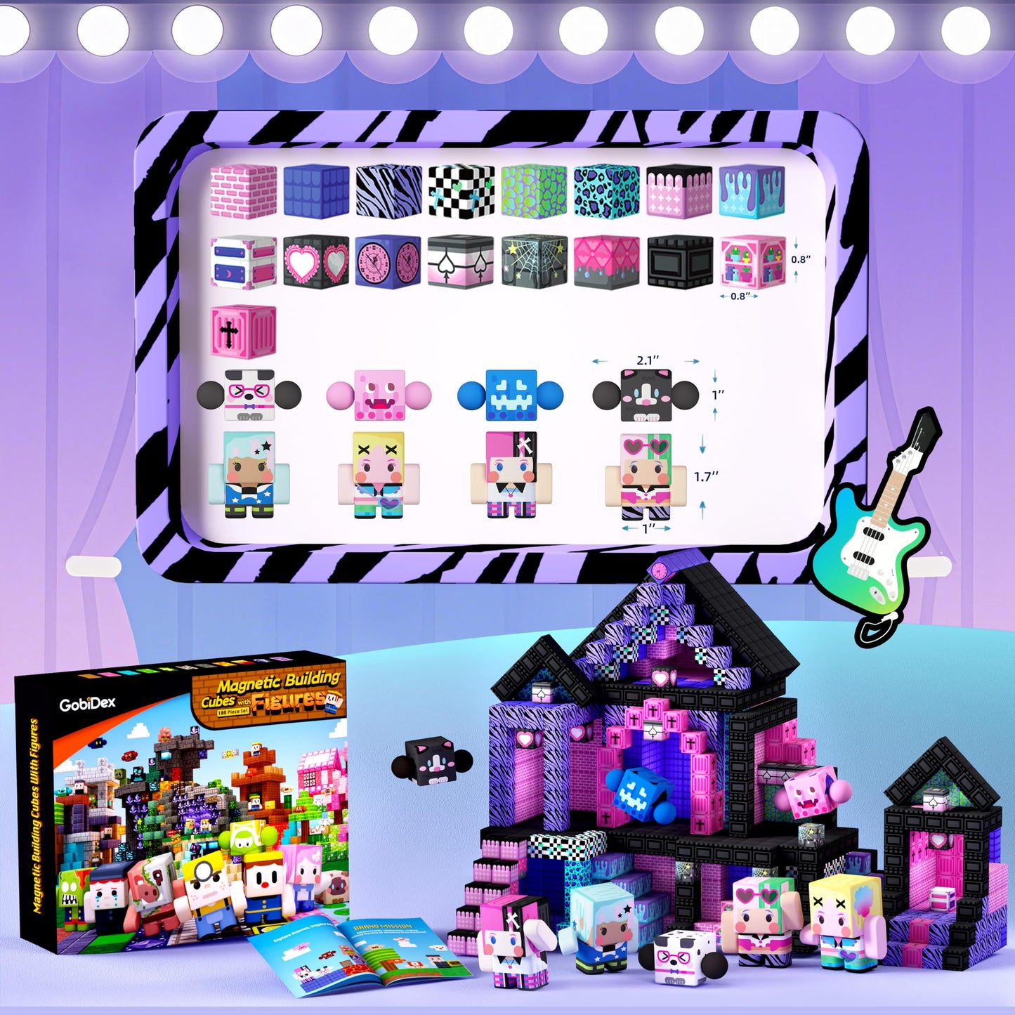 GobiDex 108PCS Magnetic Building Blocks & Figures – STEM Princess Sensory Toys for Kids 3+ (0.8 in)