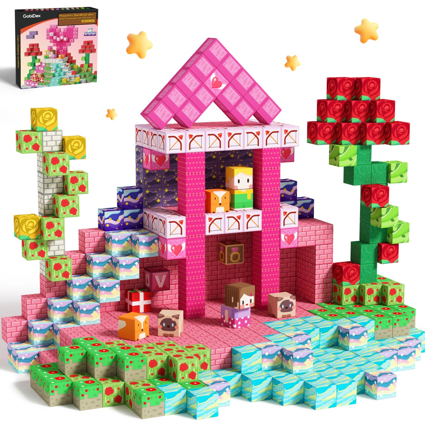 GobiDex 100PCS Magnetic Blocks for Girls – MagWonder STEM Construction Set (1 inch)
