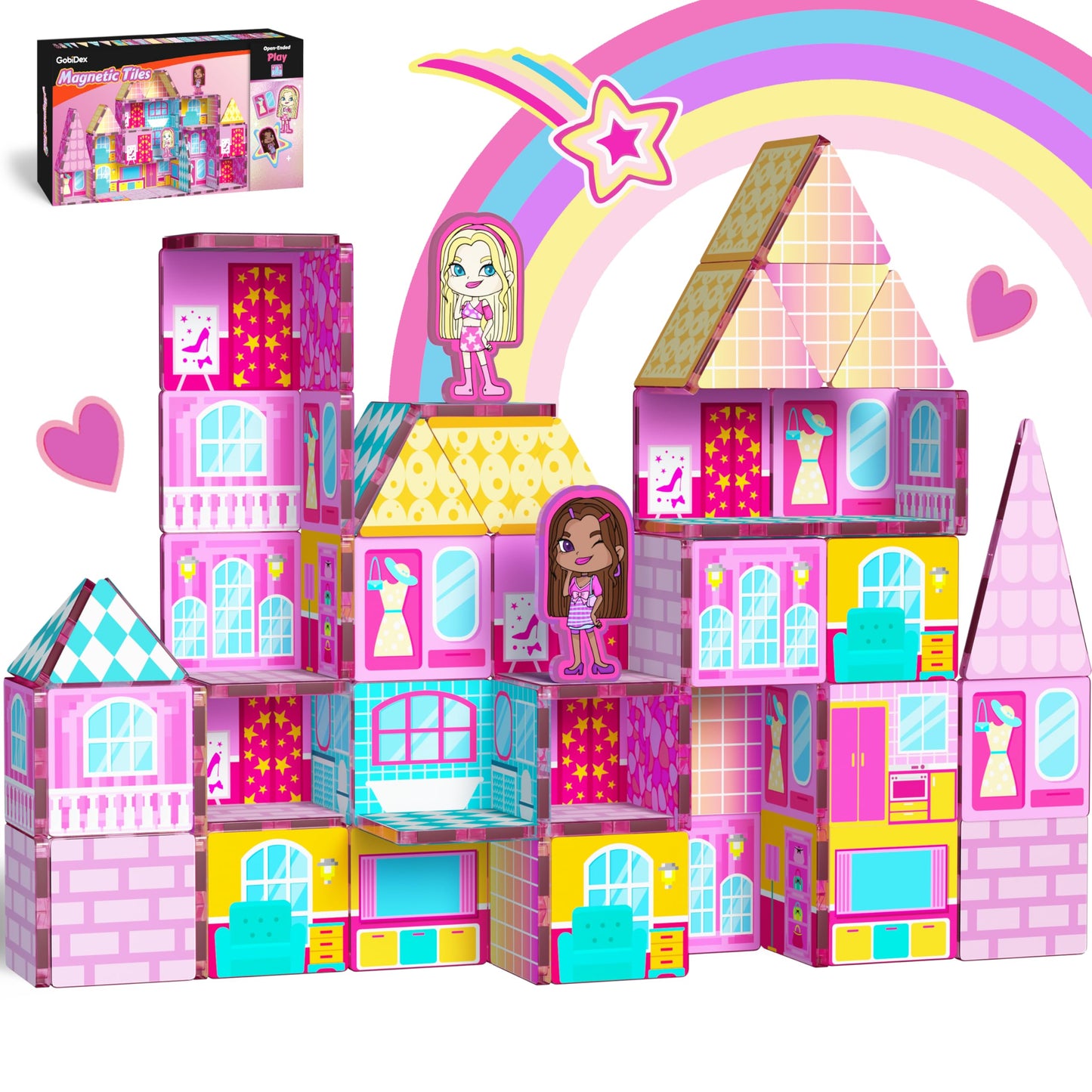 GobiDex Princess Magnetic Doll House – Pink STEM Toy for Girls 3+