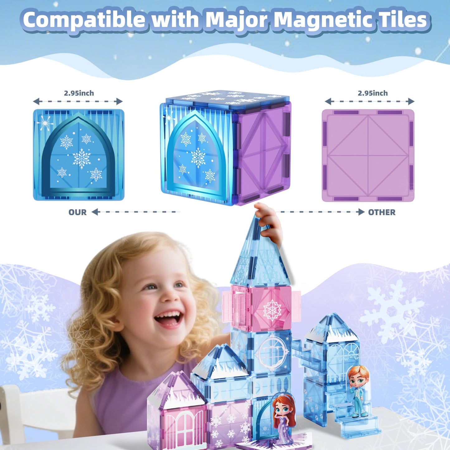 GobiDex Princess Castle Magnetic Building Blocks – 44-Piece STEM Tile Set for Kids 3-8
