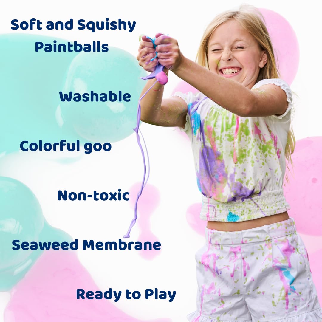 Goblies - Throwable Paintballs (120 ct Pack) Washable, Plant-Based Outdoor Toy for Kids 6+ (Red/Orange/Yellow)