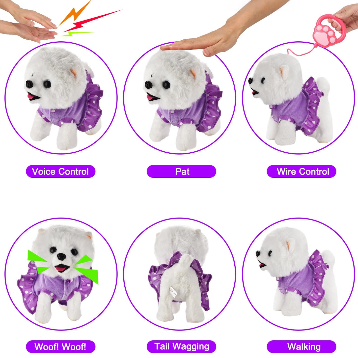 GOBRILLFUN Walking Dog Toy - Remote Control Plush Puppy for Kids 3-6