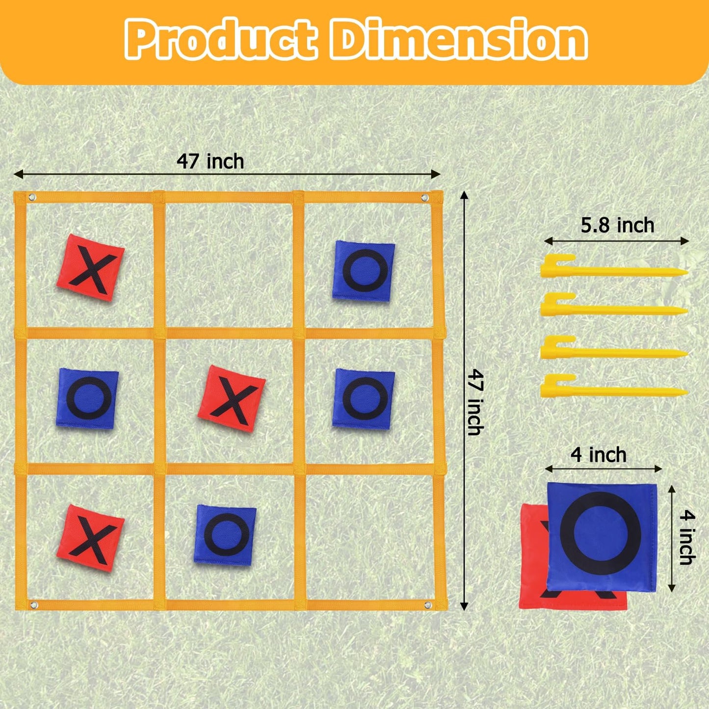 Gocasmus Giant Tic Tac Toe Game – 4ft x 4ft Outdoor Yard Board for Backyard, Camping & Family Fun