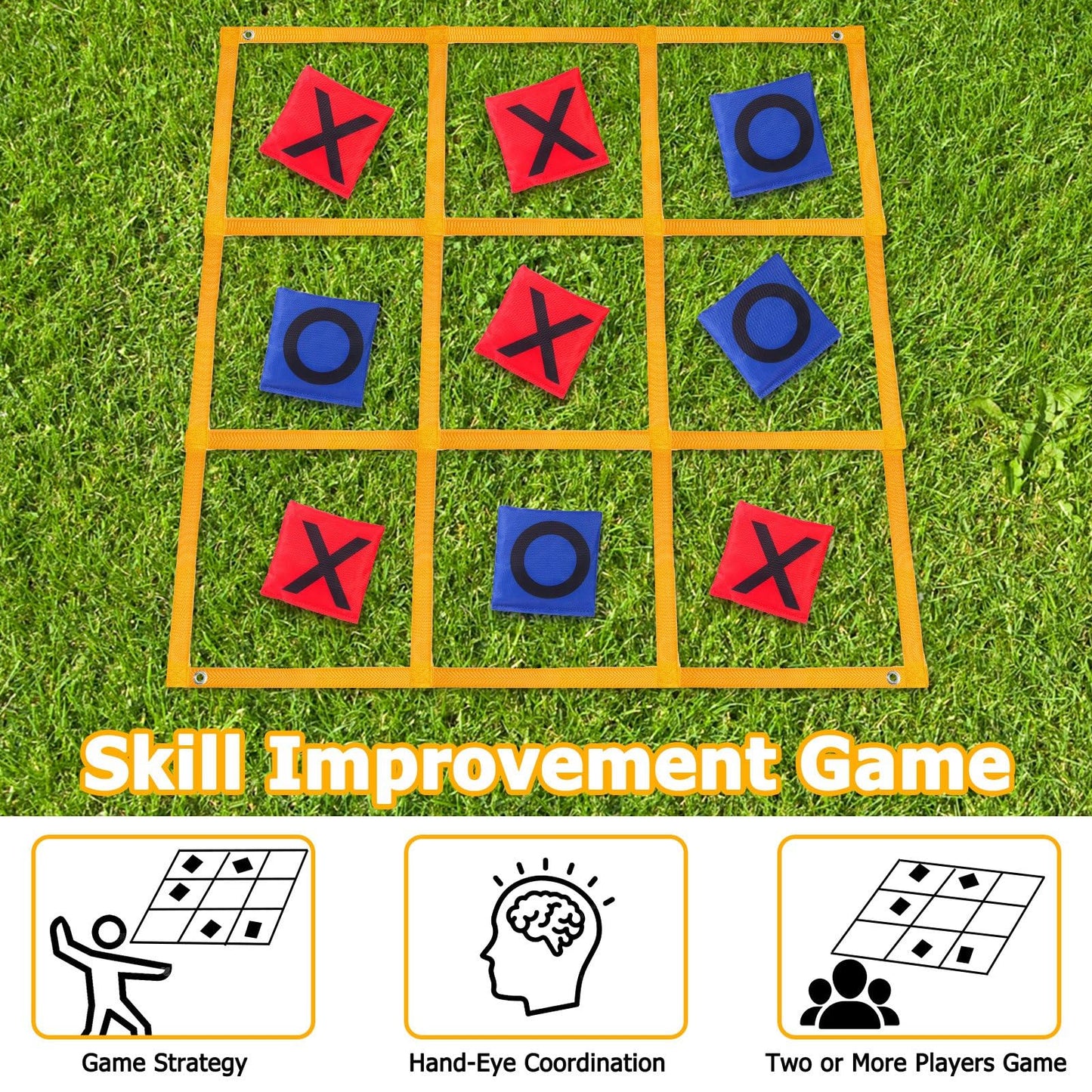 Gocasmus Giant Tic Tac Toe Game – 4ft x 4ft Outdoor Yard Board for Backyard, Camping & Family Fun