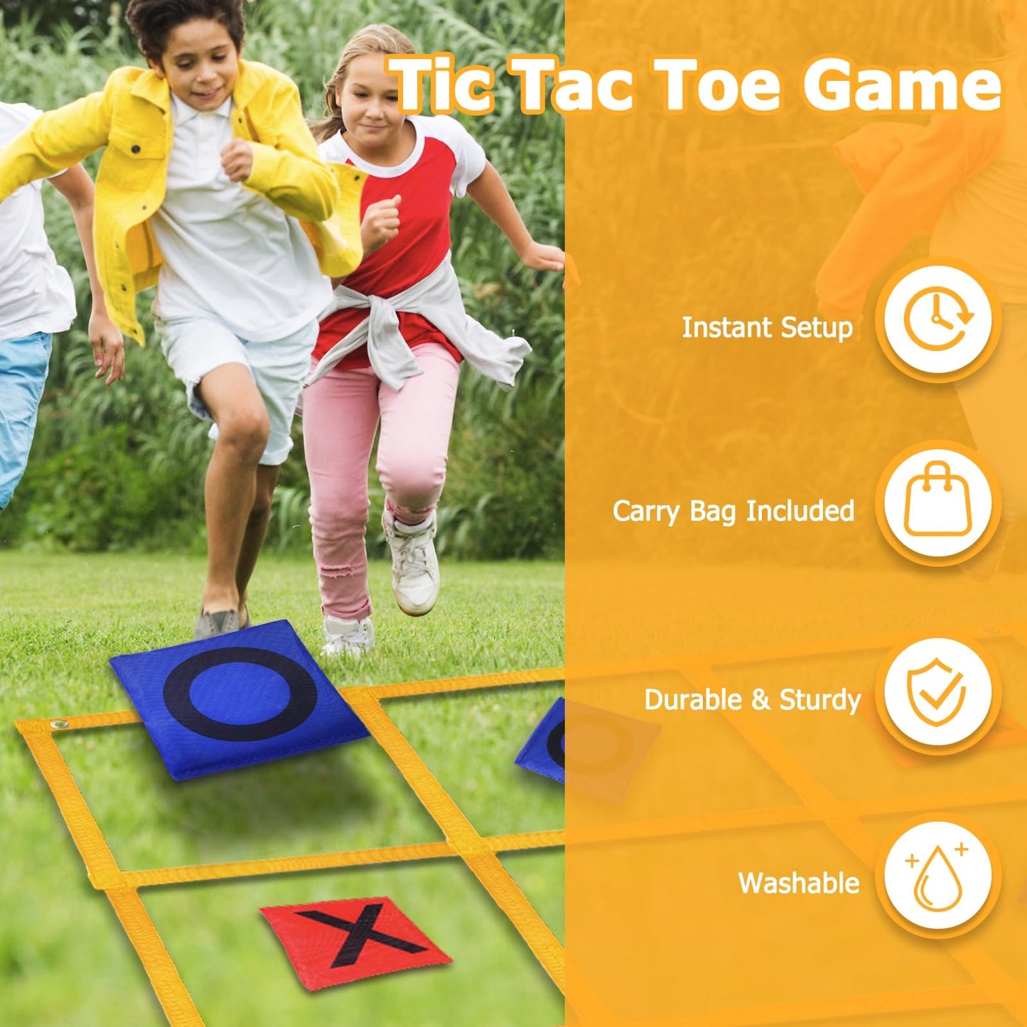 Gocasmus Giant Tic Tac Toe Game – 4ft x 4ft Outdoor Yard Board for Backyard, Camping & Family Fun