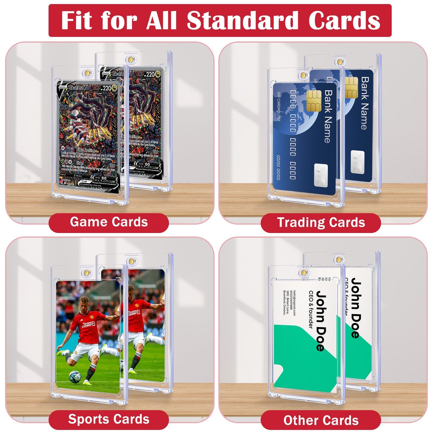 GoClimber 8-Pack Magnetic Card Holders — 35pt Sleeves for MTG & Sports Cards Display