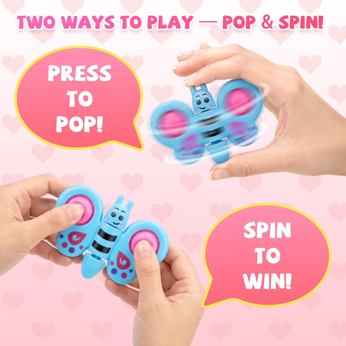 Gocozer Valentines Day Cards for Kids – 28-Pack Fidget Spinner Cards with Airplane & Butterfly