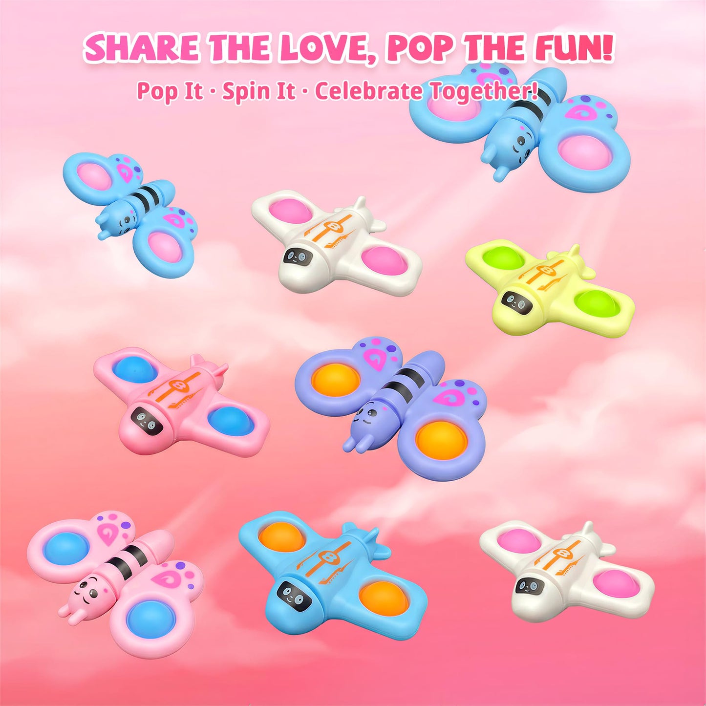 Gocozer Valentines Day Cards for Kids – 28-Pack Fidget Spinner Cards with Airplane & Butterfly