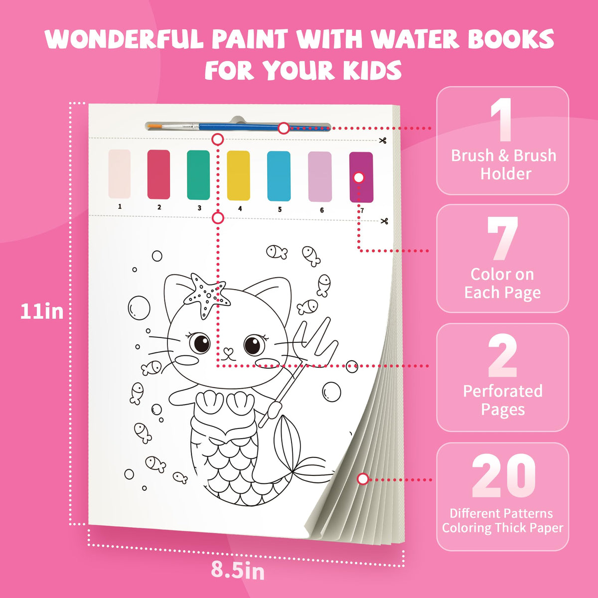 Gocozer 2PCS Mess-Free Paint with Water Books for Kids – Unicorn & Mermaid Set