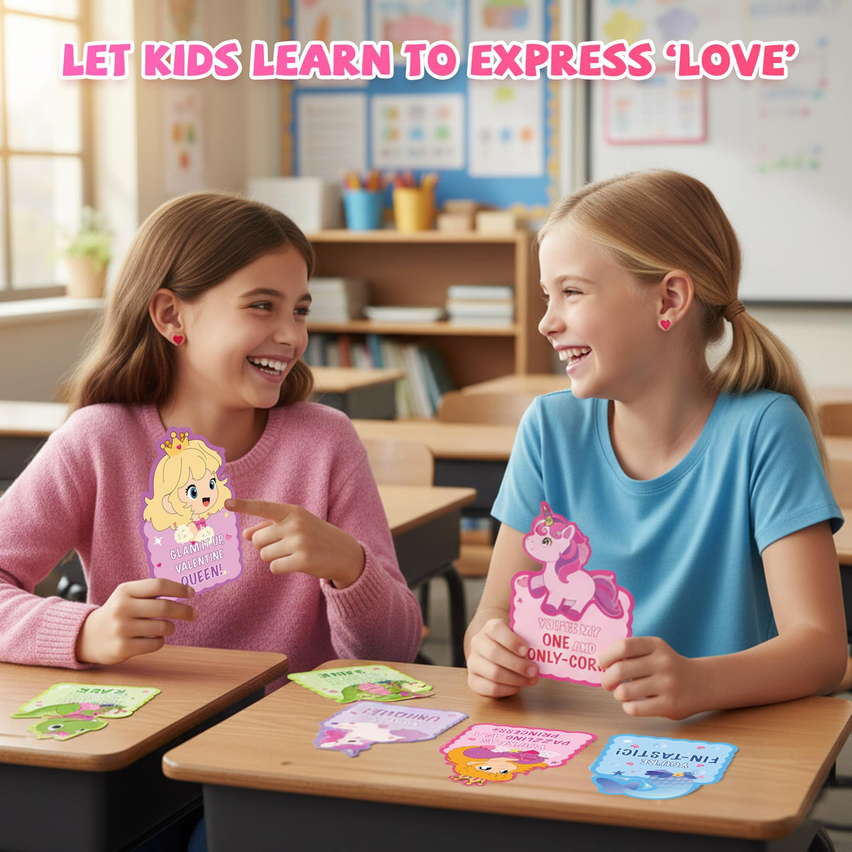 Gocozer 30-Pack Valentines Day Gifts for Kids – Earrings, Cards & Classroom Exchange