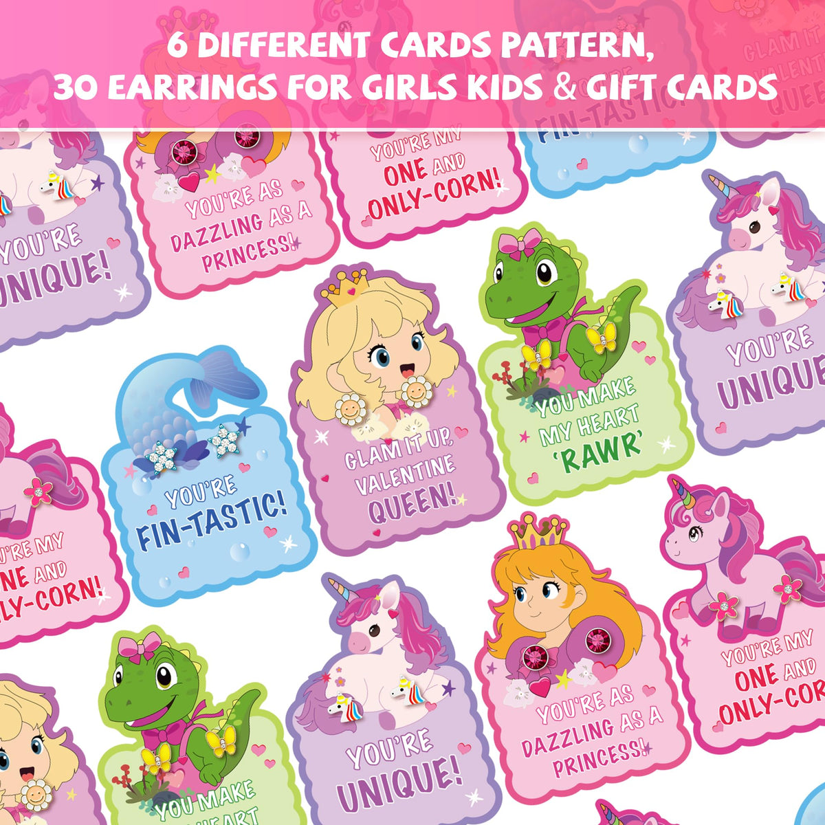 Gocozer 30-Pack Valentines Day Gifts for Kids – Earrings, Cards & Classroom Exchange