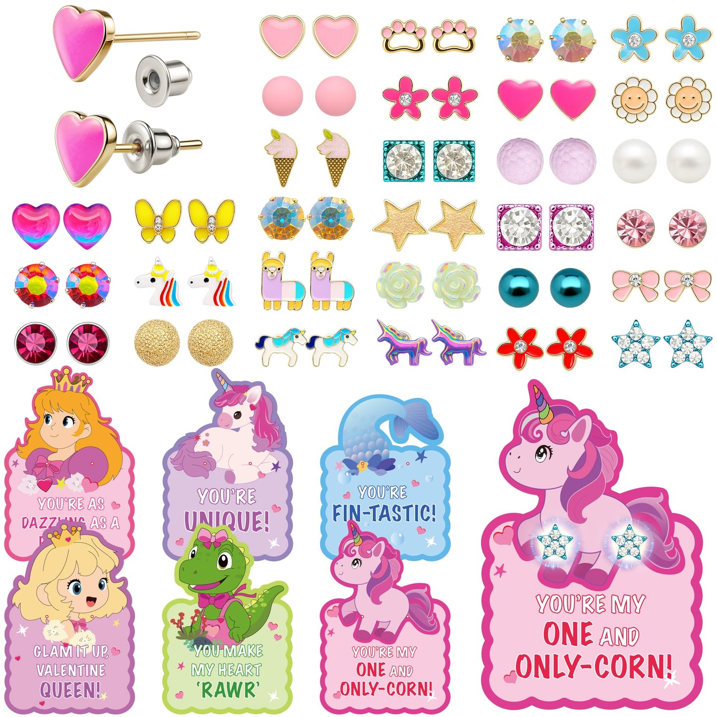 Gocozer 30-Pack Valentines Day Gifts for Kids – Earrings, Cards & Classroom Exchange