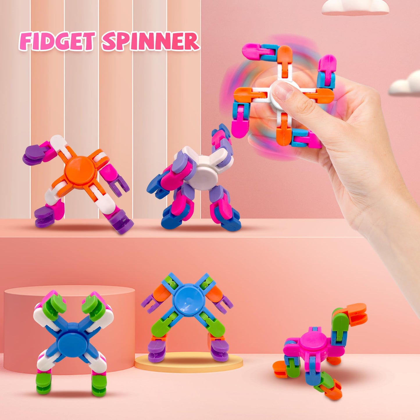Gocozer Valentines Cards for Kids Classroom – 28-Pack Wacky Tracks Spinner & Cards