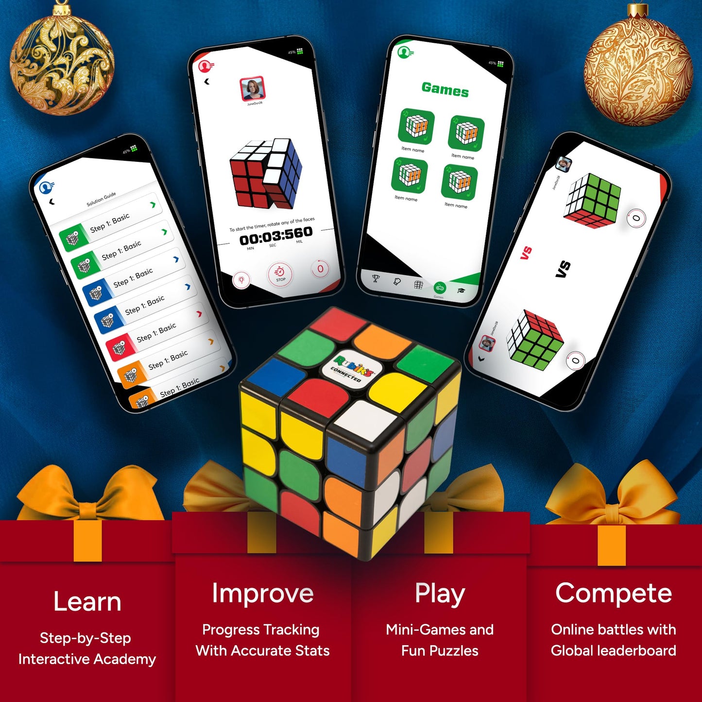 GoCube — The Original Rubik's Connected 3x3 Smart Magnetic Puzzle with App & Online Battles
