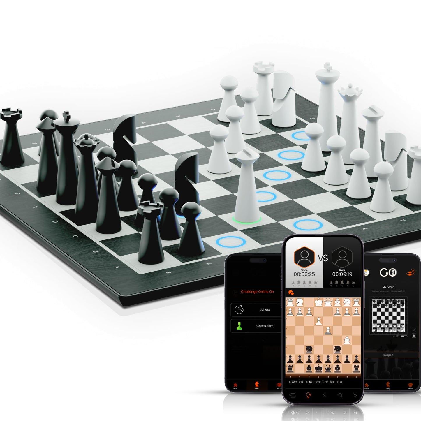 GoCube GoChess Mini - AI Light-Up Chess Board with Online Play and Portable Design