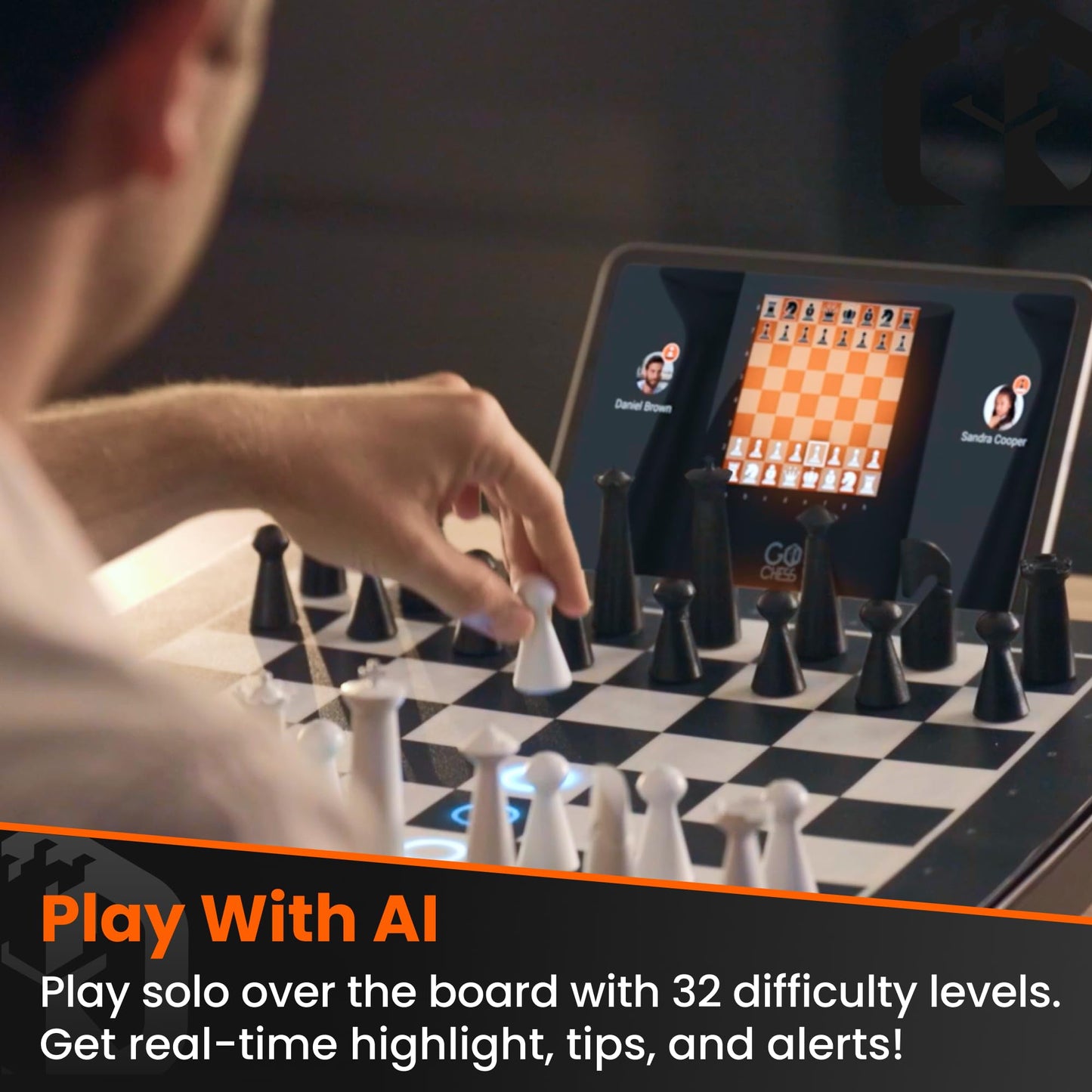 GoCube GoChess Mini - AI Light-Up Chess Board with Online Play and Portable Design