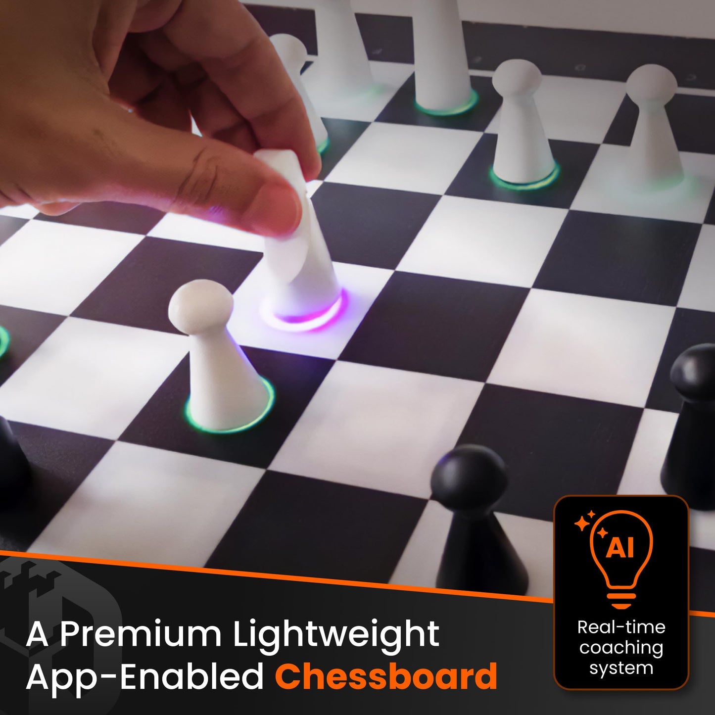 GoCube GoChess Mini - AI Light-Up Chess Board with Online Play and Portable Design