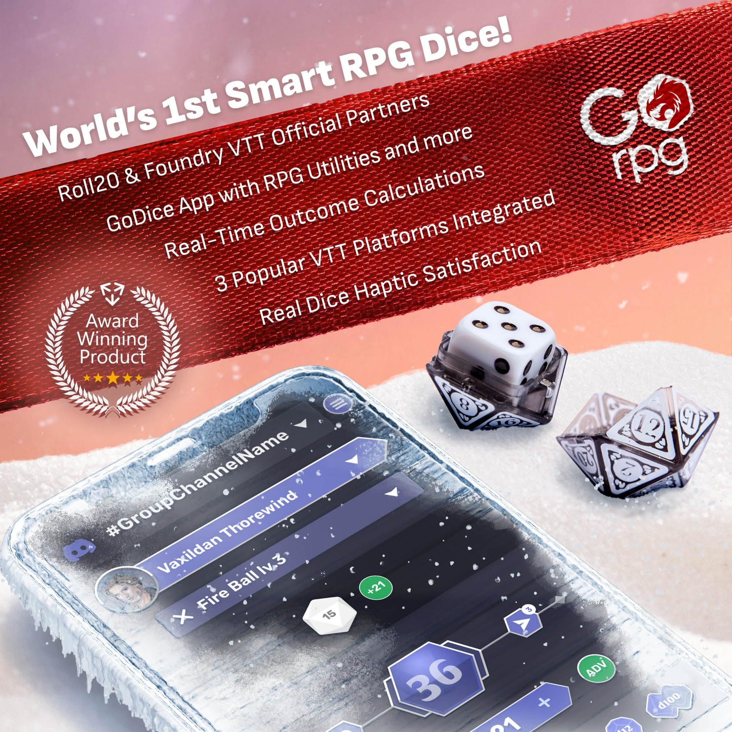 GoDice D20 Connected — The World’s First Connected Polyhedral Die for Online RPG Play | GoCube
