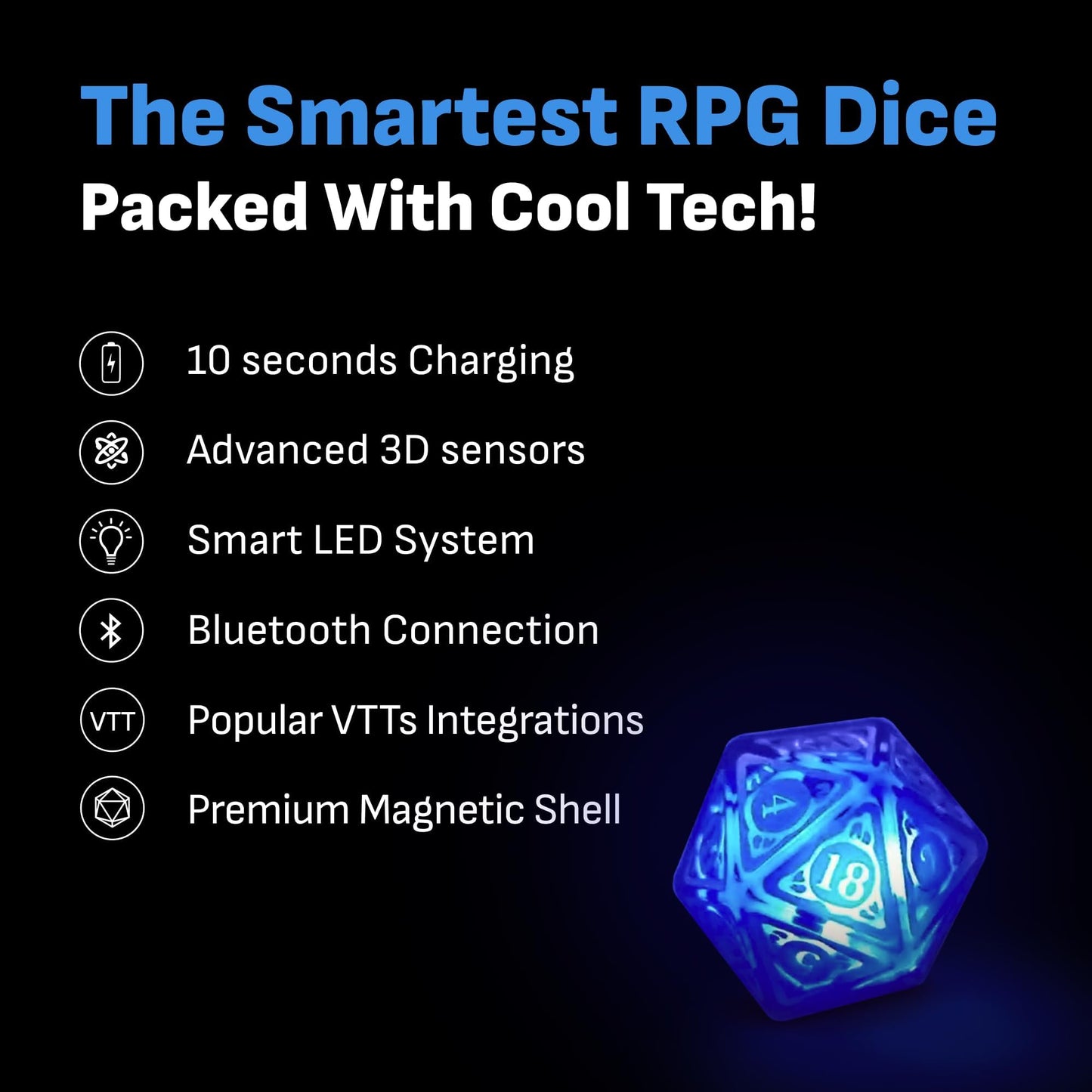 GoDice D20 Connected — The World’s First Connected Polyhedral Die for Online RPG Play | GoCube