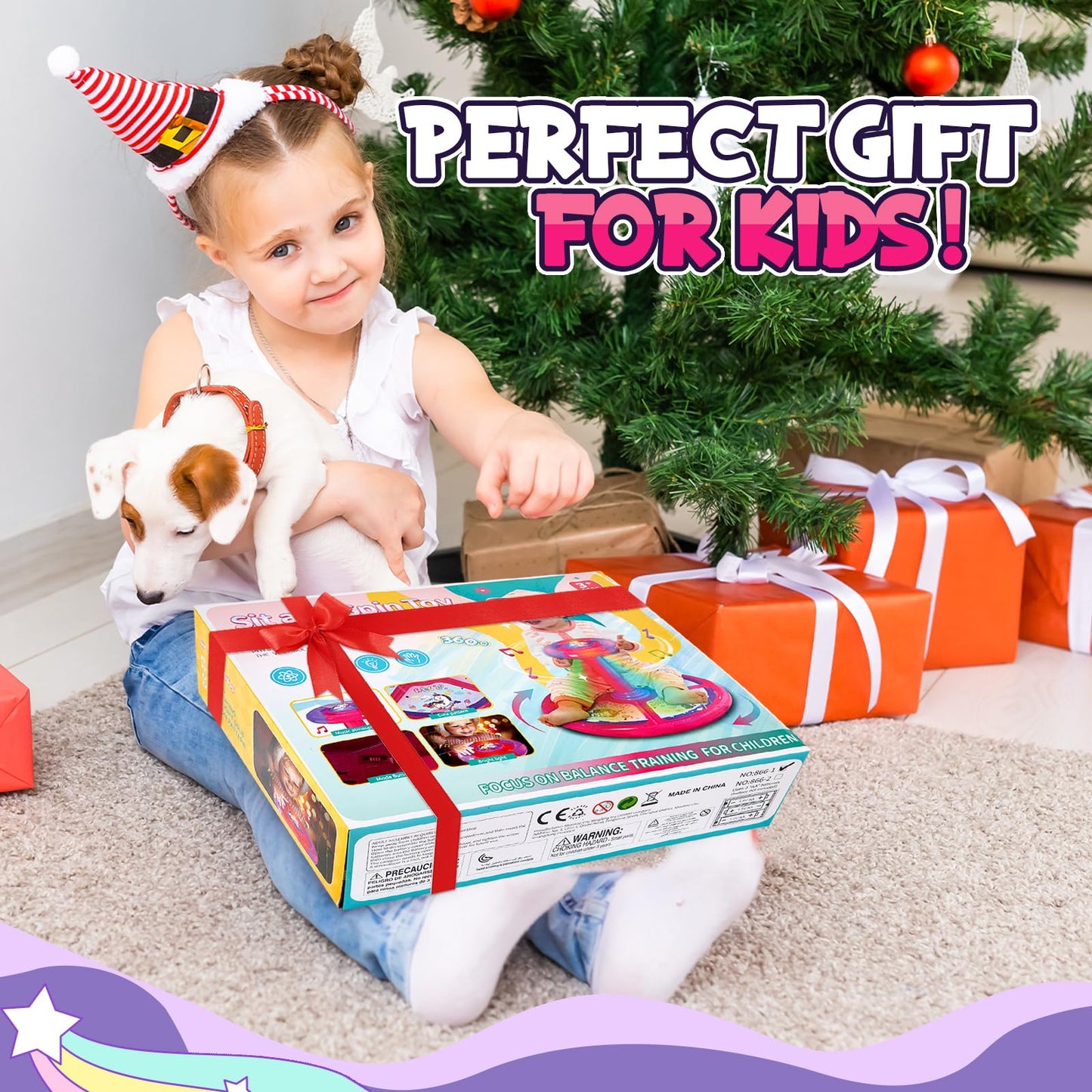 GODELAIF Unicorn Sit and Spin – 360° Spinning Stool Toy with LED Lights & Music